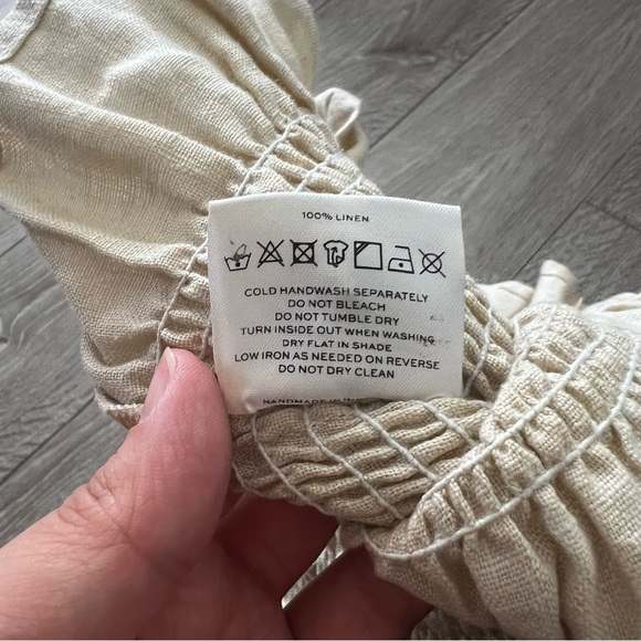 Faithfull the Brand Linen Strapless Crop Top - Size M - Smocked Neutral Summer - Picture 3 of 5